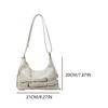 Women PU Fashion Shoulder Bag Adjustable Strap Simple Satchel Bag (White)