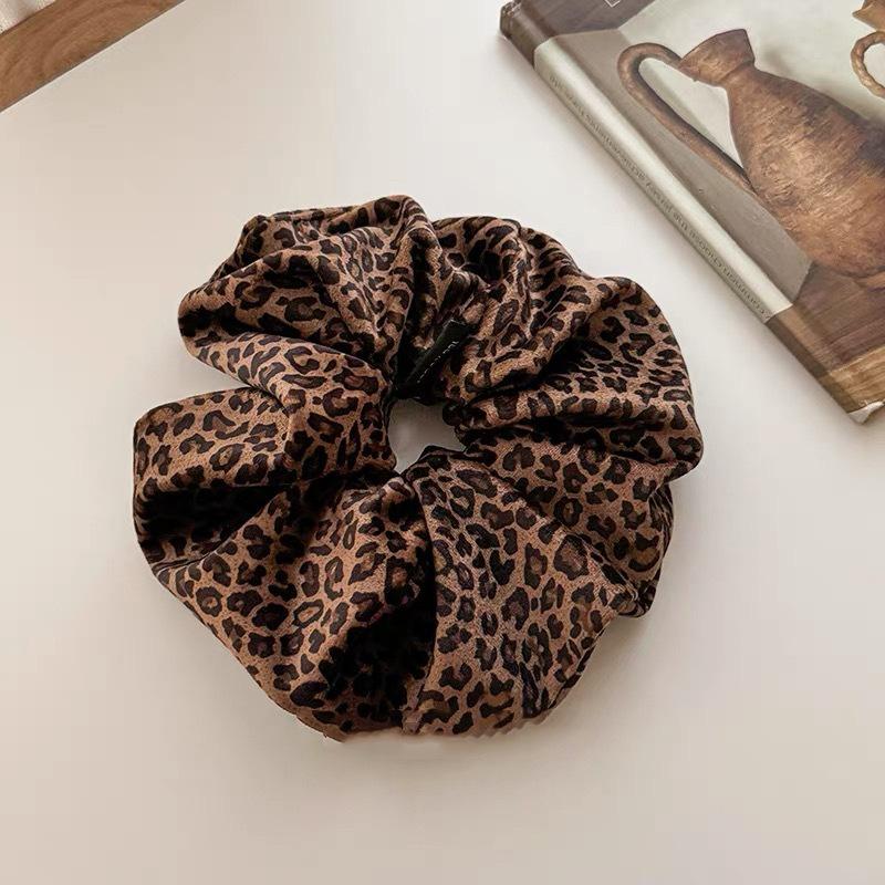 

Velvet leopard print super large intestine hair tie for women with high elasticity and high-end style, fashionable headband and hair accessories