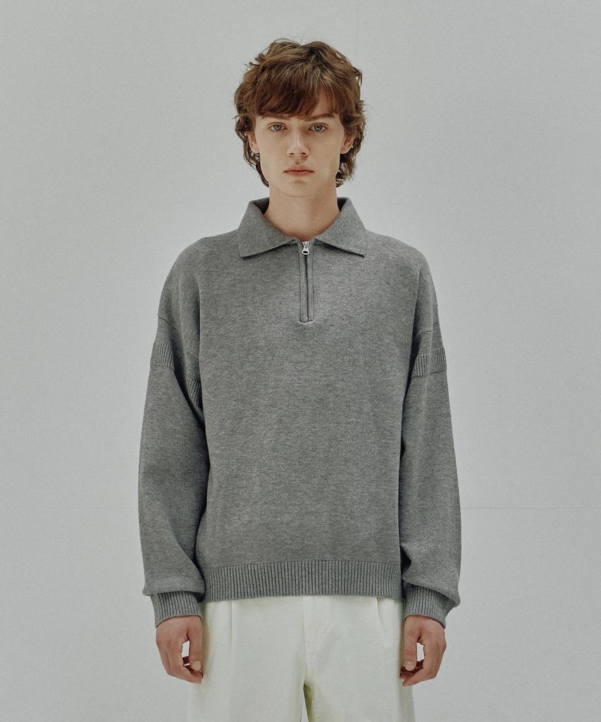 KNITTED Viscose Washable Half Zip Knit Grey
