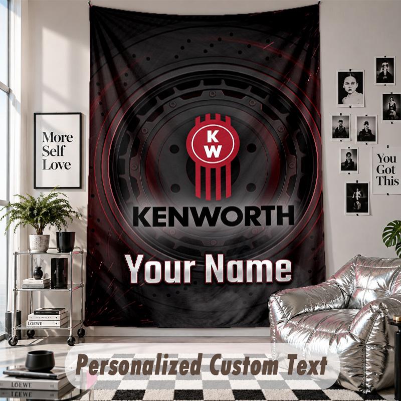 Wall Hanging Tapestry With Custom Name & Text, Kenworth Decorative Tapestry For Bedroom