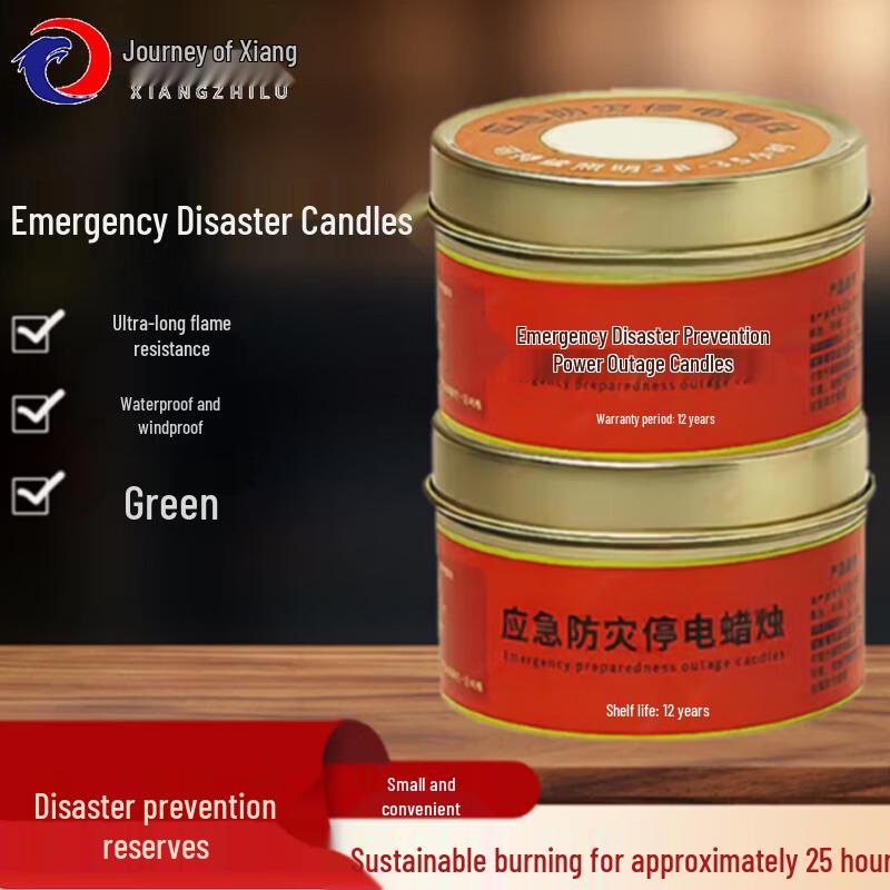 Emergency Survival Candles with Metal Tin (2-Pack)