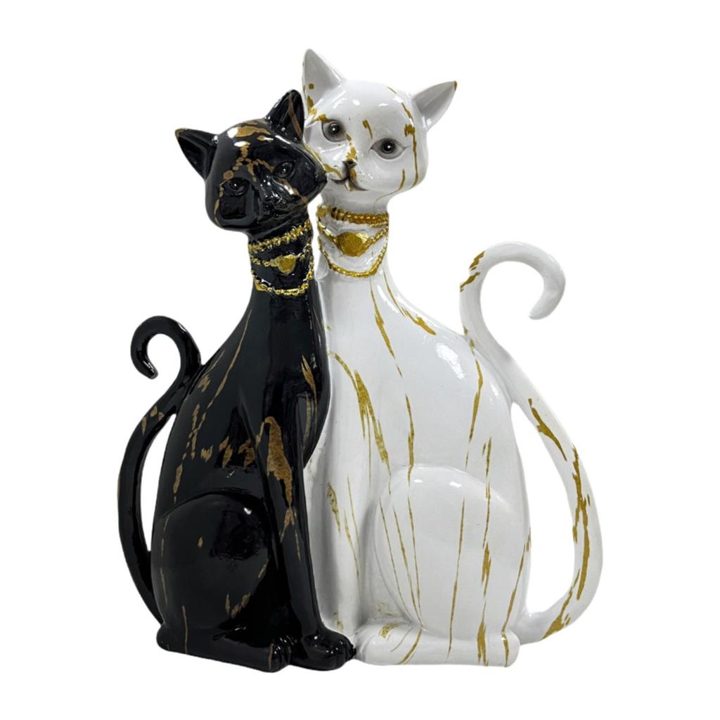 Paar Katzenfiguren Tierstatue Heimdeko Sammlung Harz Katzen Skulptur für Schreibtisch Bücherregal Schlafzimmer Einweihungsgeschenk
