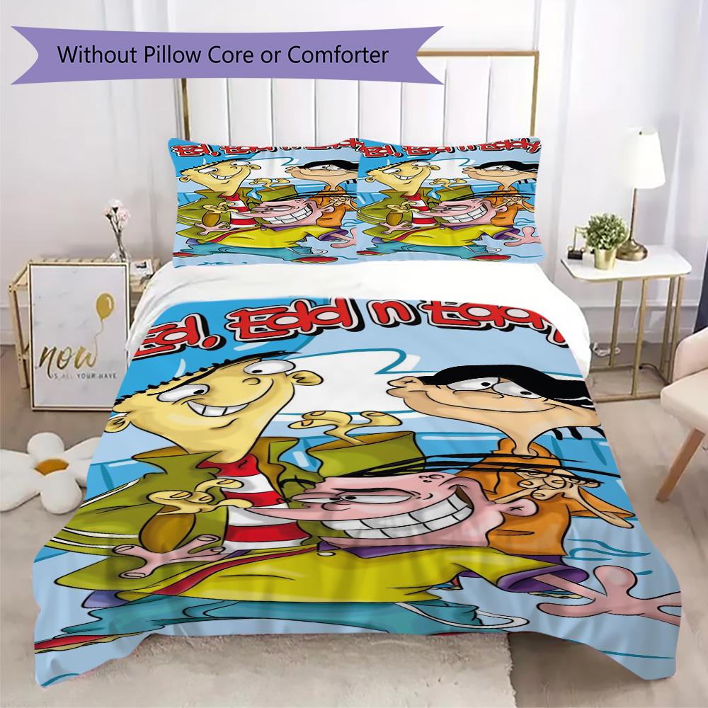 Ed, Edd N Eddy Pattern Bedding,Quilt Set Quilt Cover Pillowcase Home Birthday Gift (1*duvet Cover+2*pillowcase,without core)SSJT0917068