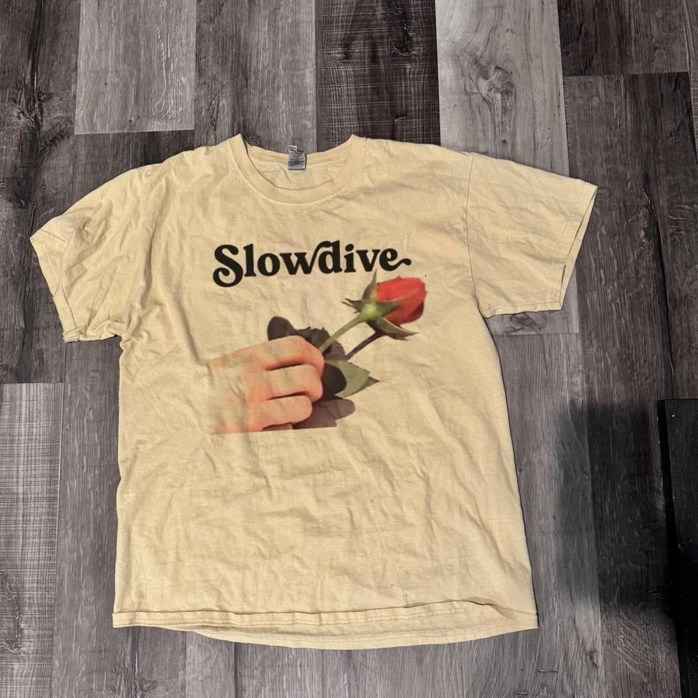 Винтажная Белая Футболка Группы Slowdive Унисекс Концертная S - 5XL LO012 Унисекс Футболка XL