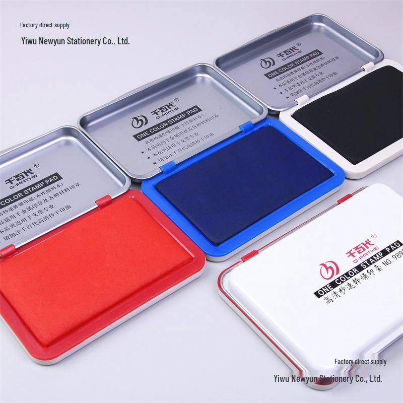Quick-Dry Dual Ink Pad: Red, Blue & Black - Square & Round Options for Office, Oil & Water-Based Stamping