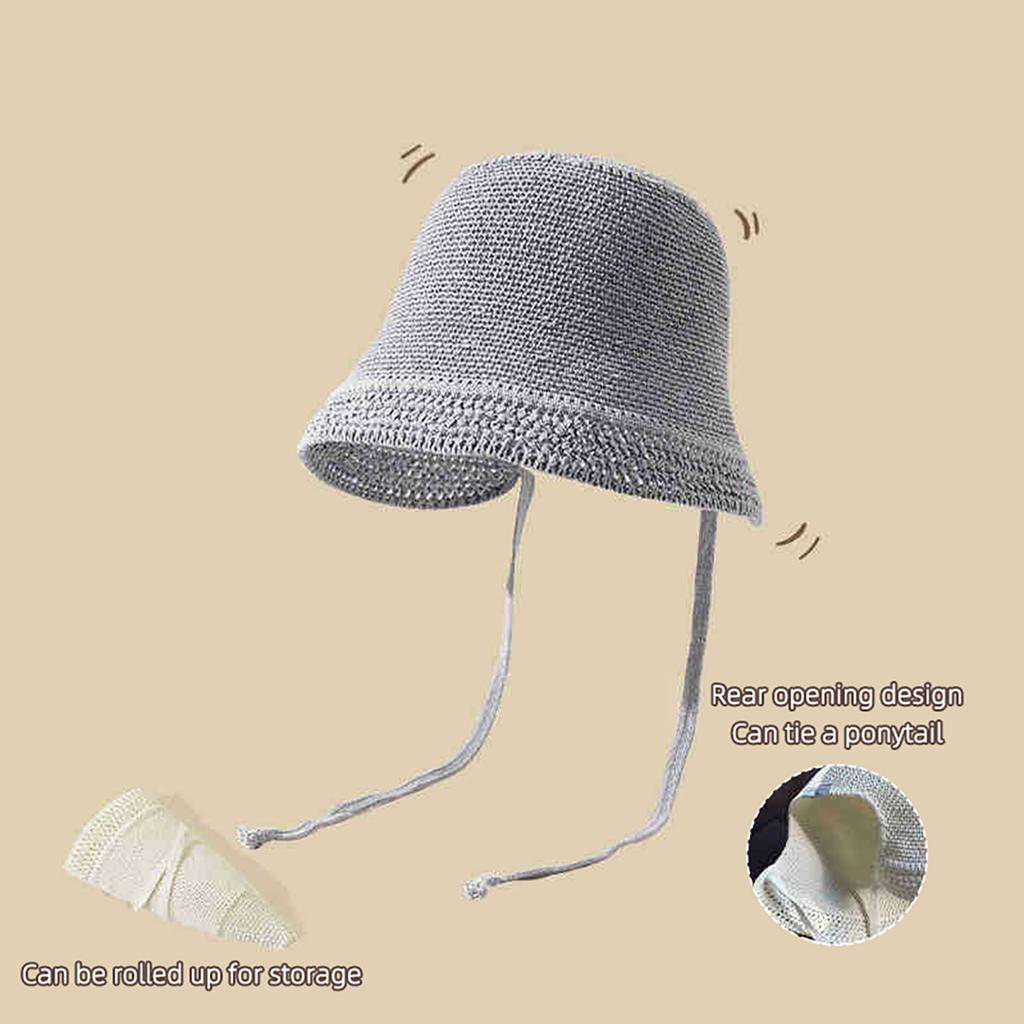 Women's Wide-Brim Straw Hat Summer Breathable Windproof Strap Bucket Cap Ladies Girl Beach Travel Foldable Sunshade Hats