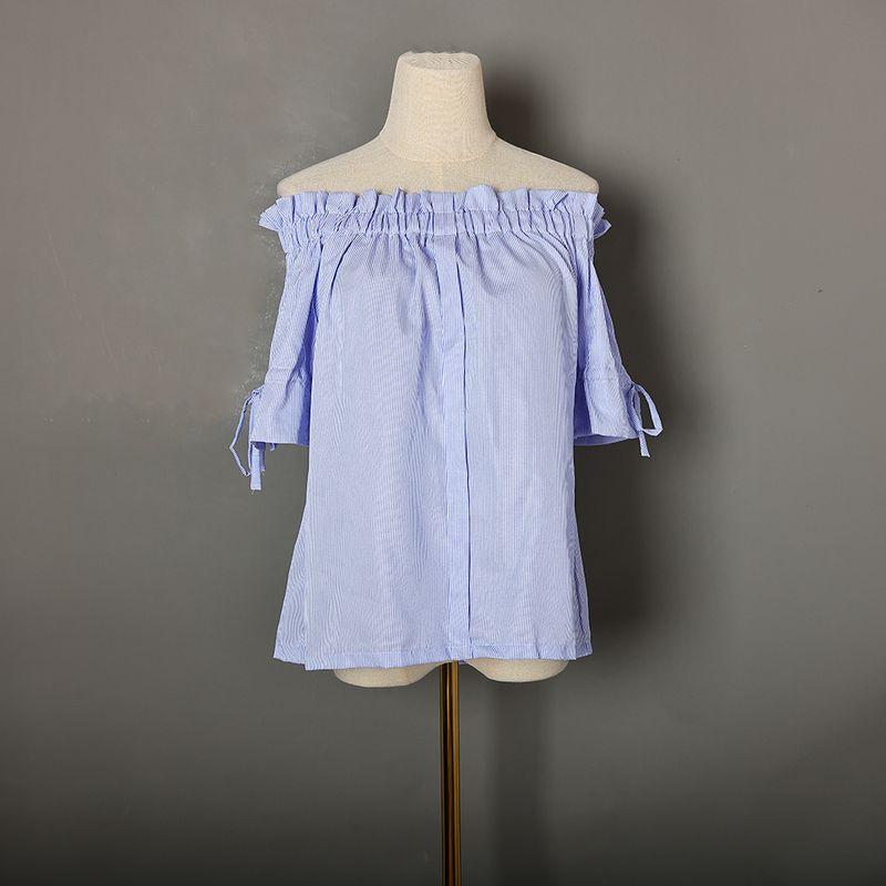 

Летний Новый Продукт Женская Одежда Мода Сексуальные Топы с Открытыми Плечами K-style Мода Стильная Свободная Приталенная Рубашка с Коротким Рукавом Lan All yards