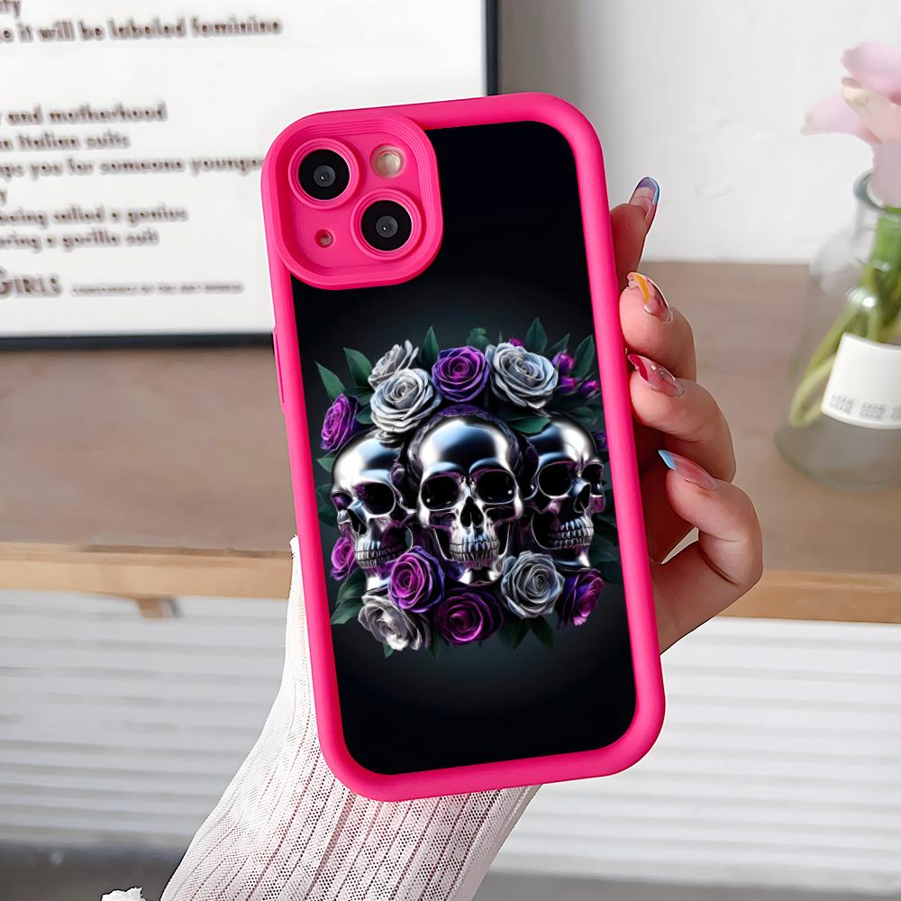 

Серебряный Череп Утолщенный ТПУ Чехол для Мобильного Телефона для iPhone 17 16 15 14 13 12 11 Air Pro Max Plus Цветной Чехол iPhone 15 Plus