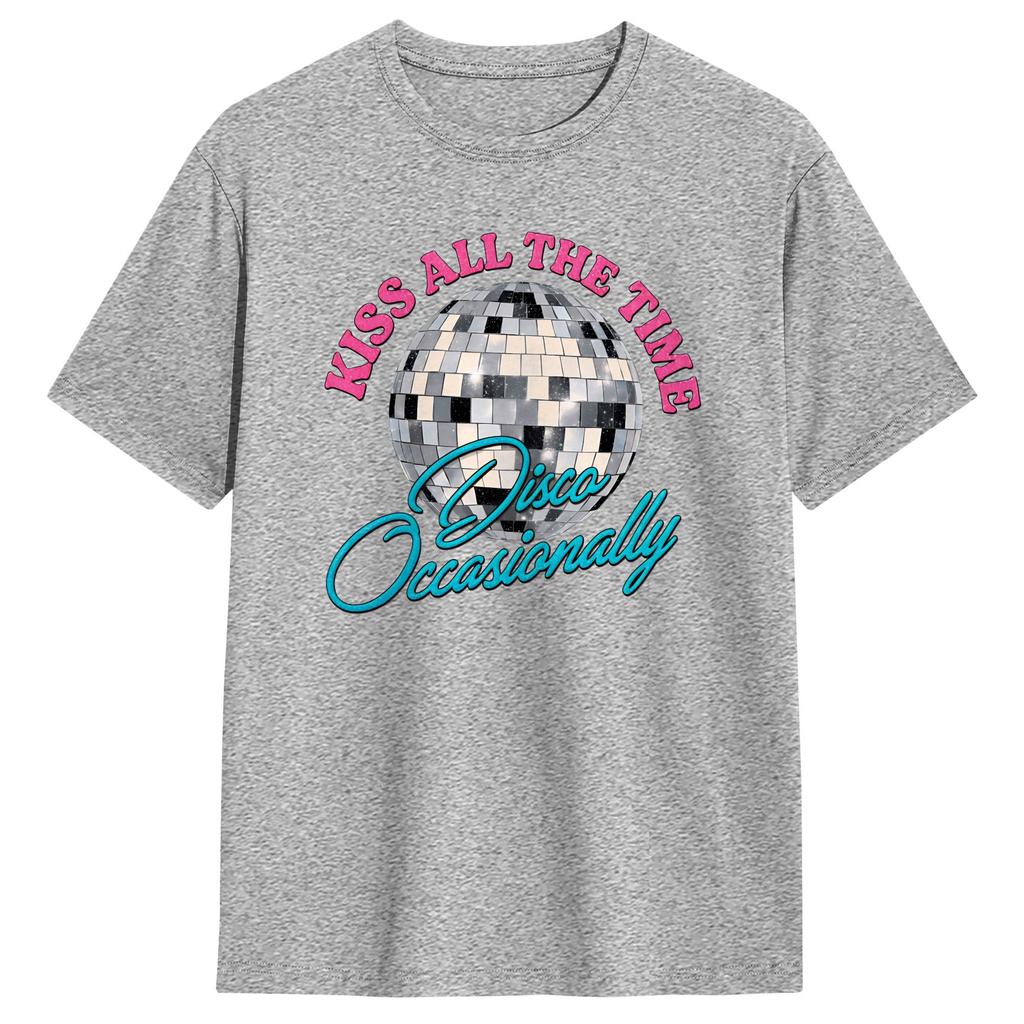 Harry Style Kiss All The Time Disco Occasionally Disco Ball T Shirts for Unisex Pure Cotton Casual TShirts Round Neck Tee Shirt