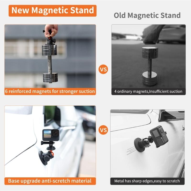 Aluminum Alloy Magnetic Base Camera Stand 360 Degree Adjustable Ball Head Universal 1/4 Screw For Desktop Car Mount
