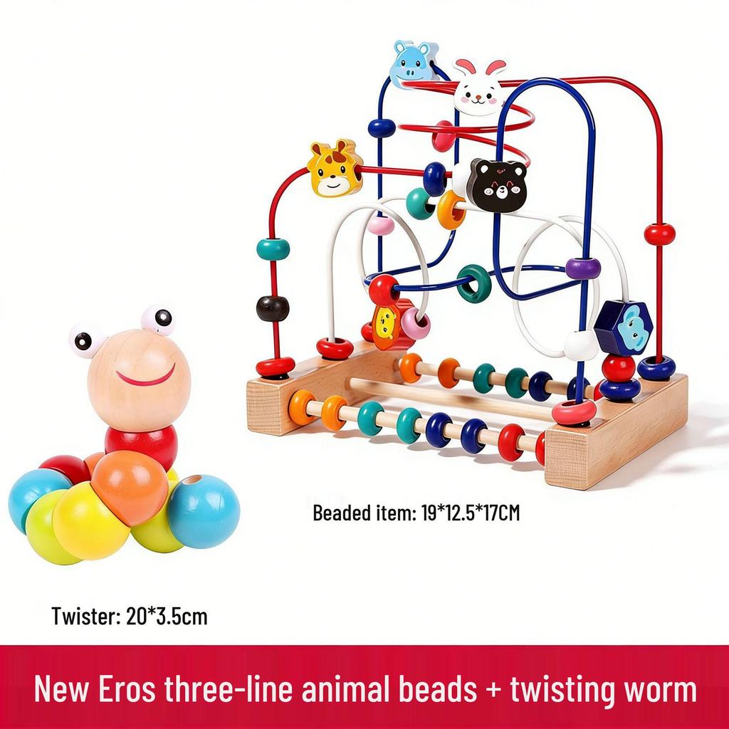 Montessori Multi-functional Beaded String Toy for Infants and Toddlers, Early Education for Boys and Girls, Ages 0-3 Years.