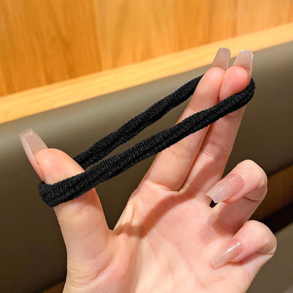 50 black high elasticity thick seamless rubber bands suitable for daily use as hair rings and accessories