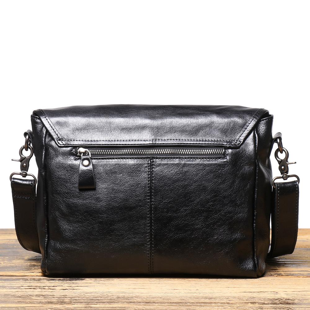 Handmade Cowhide Men'S Messenger Bag Simple Style Shoulder Bag Literary Retro Casual Messenger Bag