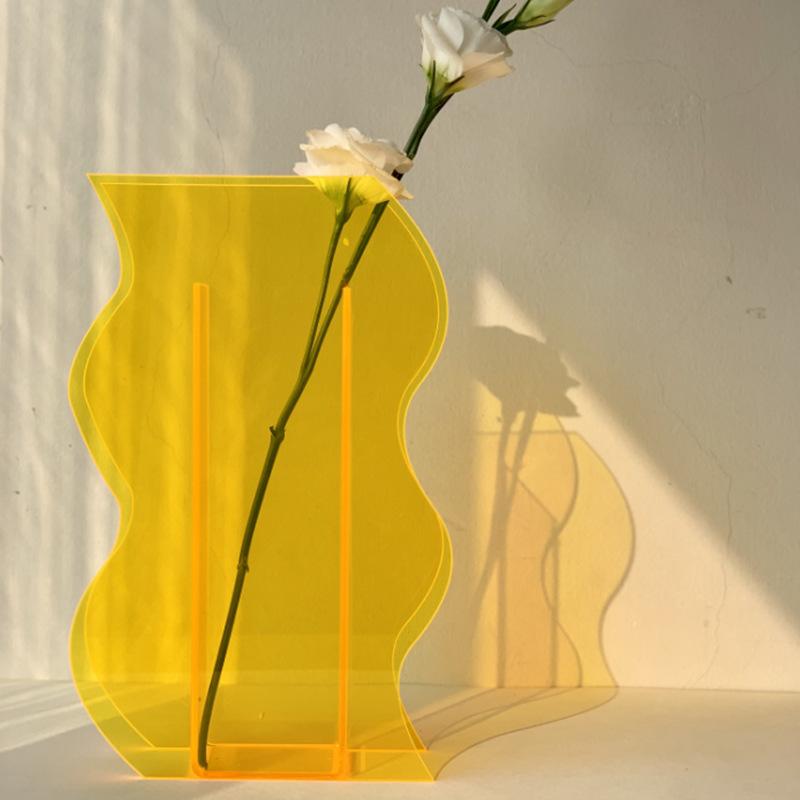 Ins-Stil Acrylvase Kreative Kunst Wellige Blume Hydroponische Blumenanordnung Tischdekoration Transparente Vase