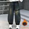 Boys' Trendy Street Style Fleece-Lined Jeans, 2025 Collection, Long Pants for Big Kids