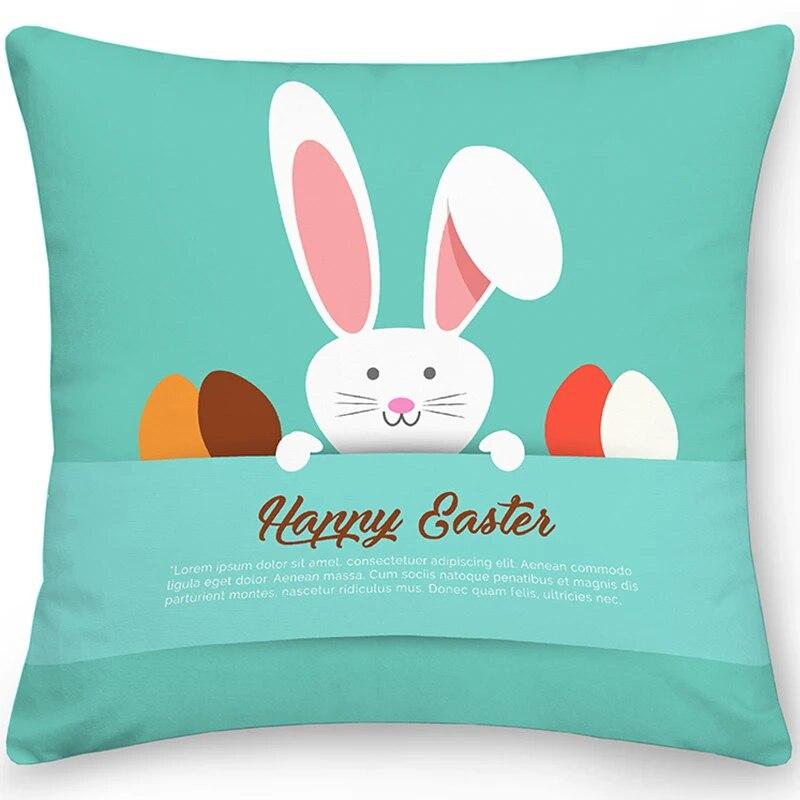 Home Decor Easter Pillowcase Sofa Cushion Cover Bedroom Room Decor Easter Bunny Egg Print Throw Pillow Case