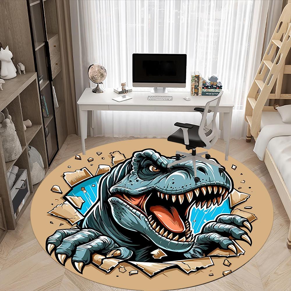 1pc Dino Breakthrough Office Round Area Rug, Under Office Chairs Bedroom Living Room Home Decor, Room Deco, Available in Various Sizes