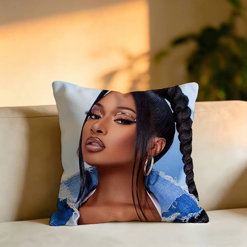 Hot Rapper MMegan Thee Stallion Pillow Case Square DoubleSided Sofa Cushion Cover Bedroom Bedside Pillow