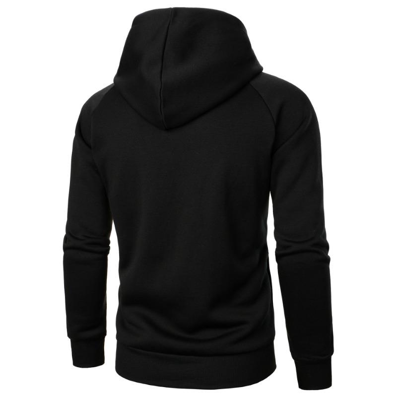 Men S Casual Solid Color Hooded Sweatshirt With Side Zip Design