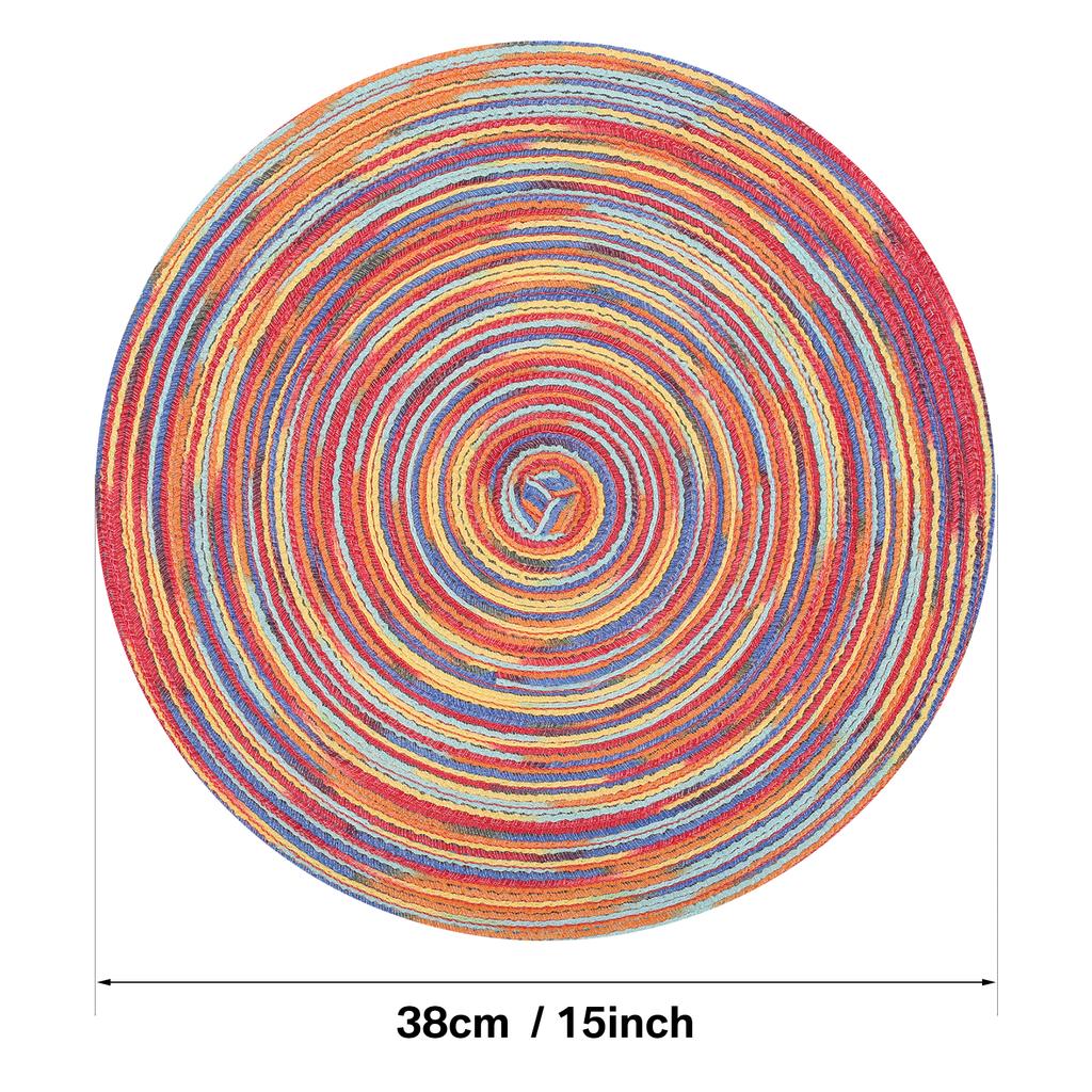 Set of 6 36cm/38cm Ramie Round Table Mat Braided Placemats Washable Non-Slip Kitchen Dining Tableware Bowl Pads Cup Coasters