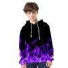 3 bis 14 Jahre Kinder Hoodie Blau und Lila 3D Feuer Flamme Kleidung Jungen Mädchen Hoodies Sweatshirt Harajuku Mantel