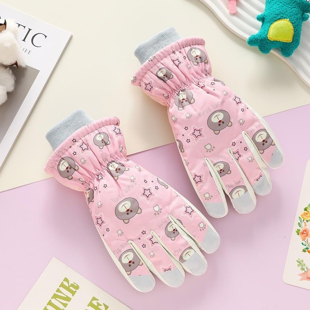

Plush Ski Gloves Waterproof Full Finger Gloves New Cycling Mittens Kids 2