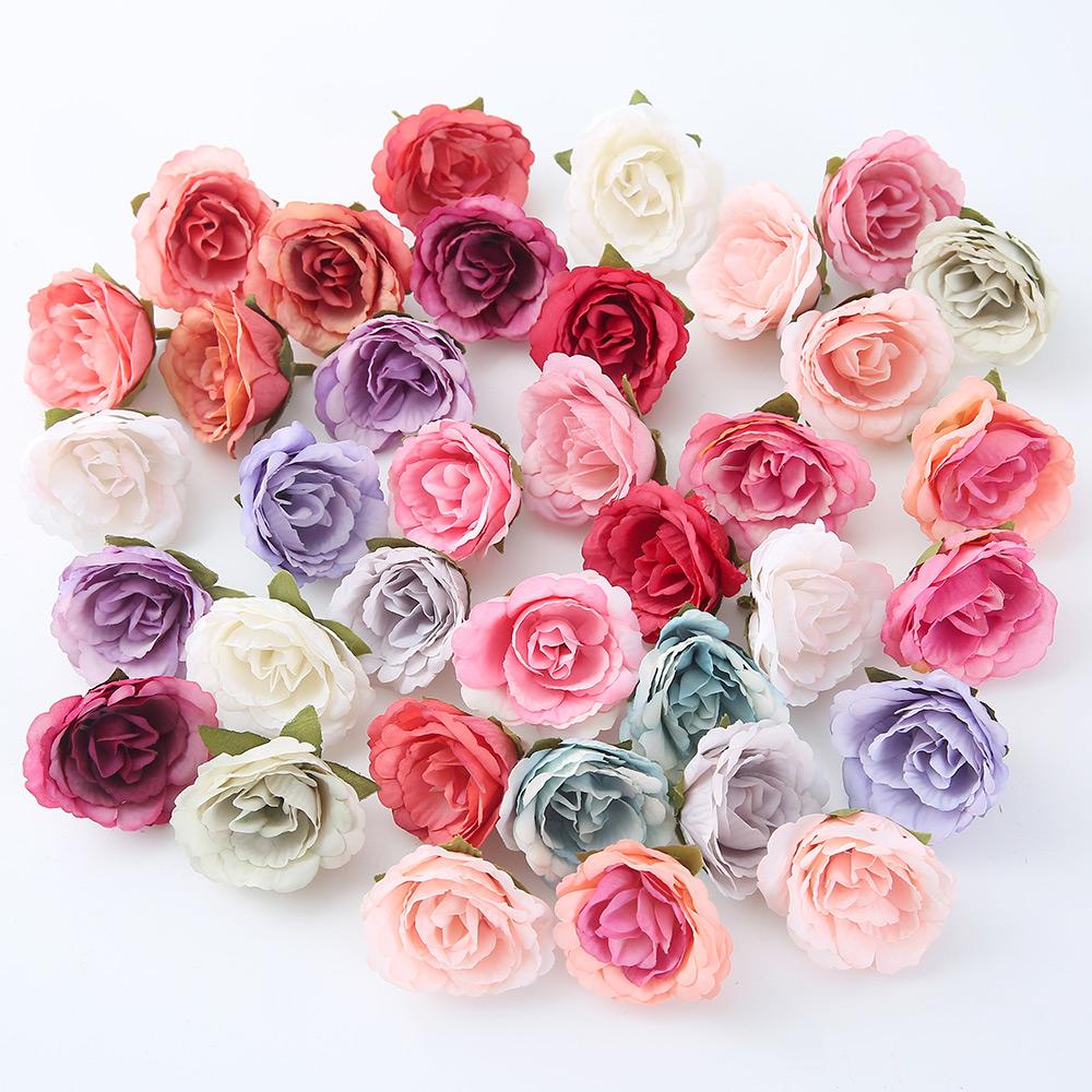 10/20Pcs Artificial Flower Heads Home Room Decoration Bridal DIY Flower Wreath Craft Handmade Gift Box Wedding Decor Accessories