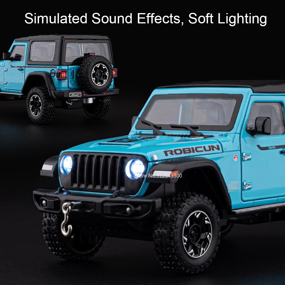 1:24 Wrangler Rubicon Tank 500 SUV Model Car Toy Shock Absorption Wheel Steering Sound Light Off-road Vehicle Models Boys Gifts