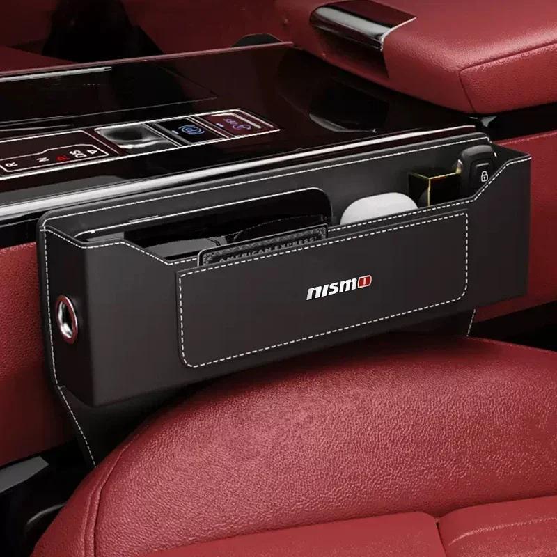 Car Seat Gap Storage Box Leather Crevice Side Pocket Wallet For Nissan Nismo Tiida Teana GTR Juke Note Versa Almera Accessories