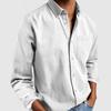 Camicia Casual Larga da Uomo Vintage a Maniche Lunghe, Colore Unito, Collo a Revers