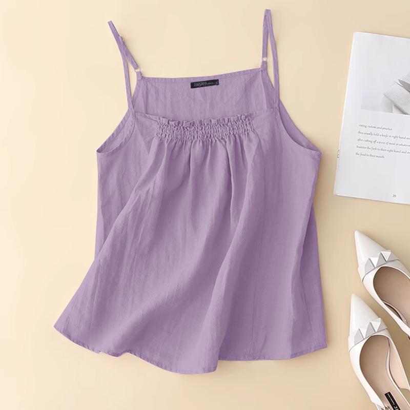 

ZANZEA Женские летние повседневные топы-майки на бретелях 3XL фиолетовый