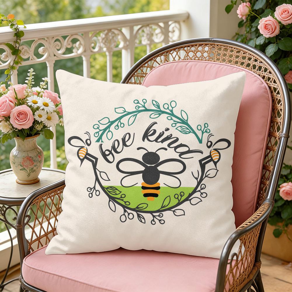 Bee Art Botanical Cushion Cover Soft Plush Throw Pillow Cover DoubleSided Decorative Cushion Case Sofa Bedroom Home Decor