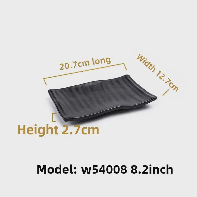 Melamine Black Tableware: Imitation Porcelain Plate for Cold Dishes, BBQ, Hot Pot, and Commercial Use.