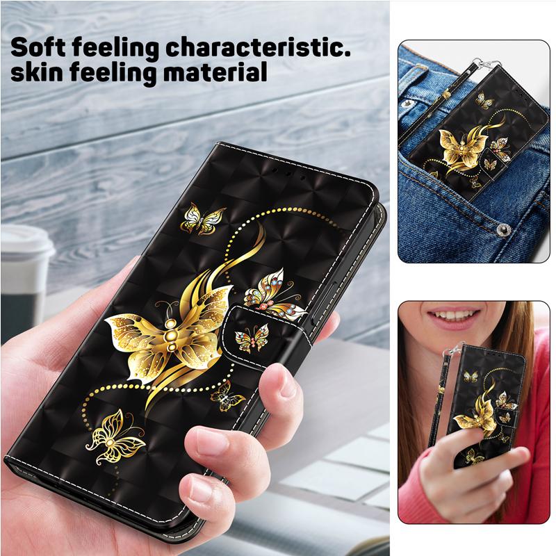 For Redmi 14C 14R 13C 12C 11 10C 10A A4 A3 A2 A1 Plus Note 14 13 Pro Plus 4G/5G 3D Cat and Dog Flower Magnetic Flip Leather Case