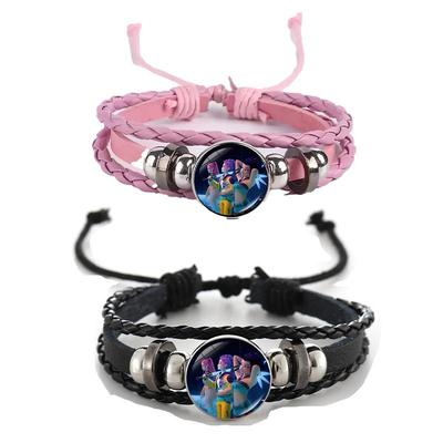 Grenzüberschreitendes Mode Dämonenjäger Armband: Zeit Edelstein Armreif für Männer und Frauen, Leder geflochtenes schwarzes Handseil für Paare