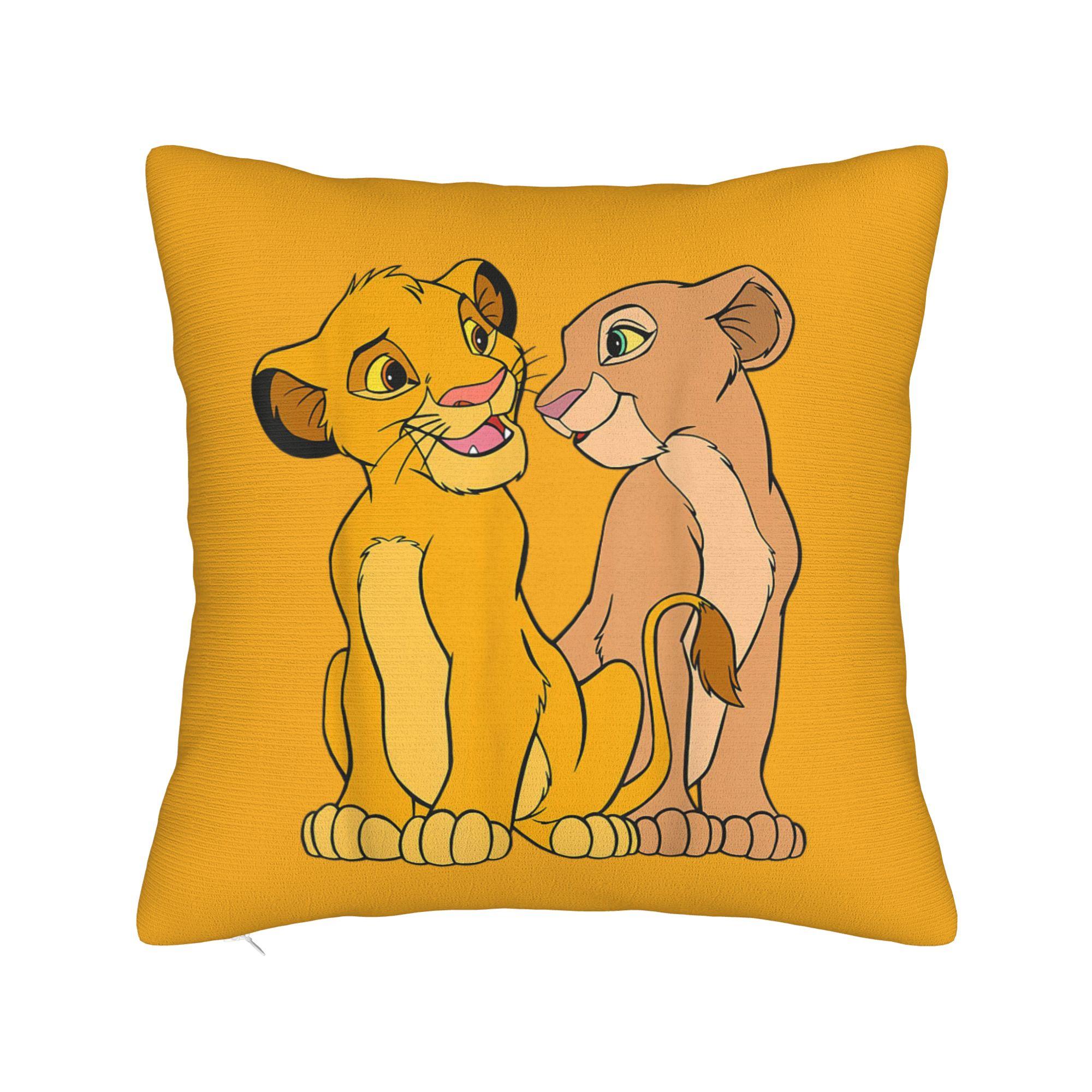The Lion King Square Pillow Case Polyester Throw Pillow Young Simba and Mufasa , Awesome Cushion Covers 30cmx30cm