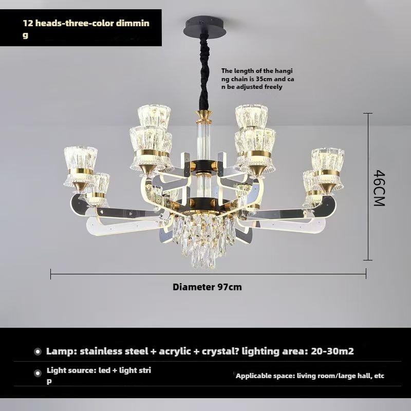 Modern Minimalist LED Crystal Column Villa Hall Main Light Restaurant Bedroom Lamps