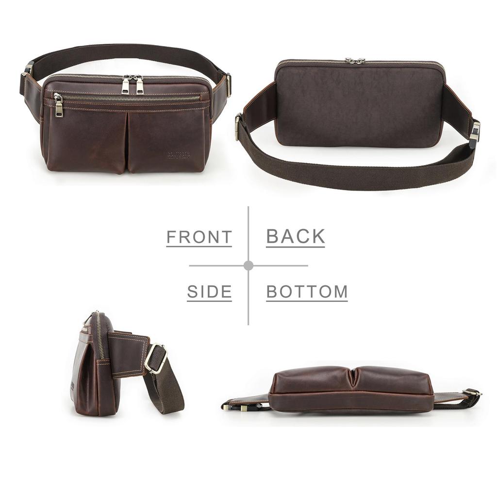CONTACT'S Genuine Leather Crossbody Bag for Men 2025 New Style Male Waist Bags for 7.9 Inch iPad Men's Travel Money Pouch Crossbody Fanny Belt Bags