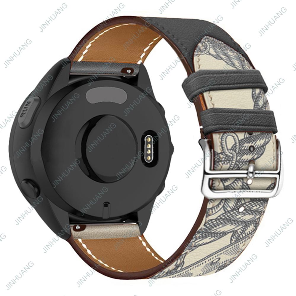 Leather Strap For GARMIN Venu 3 2 SQ2 2plus Luxury WatchBand For Active 6 5  Vivoactive 4 3 Vivomove 3 Paintings Bracelet