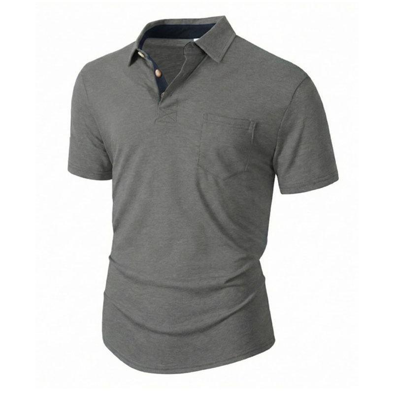 Men's Color Block Button Down Collar Short Sleeve Polo Shirt.