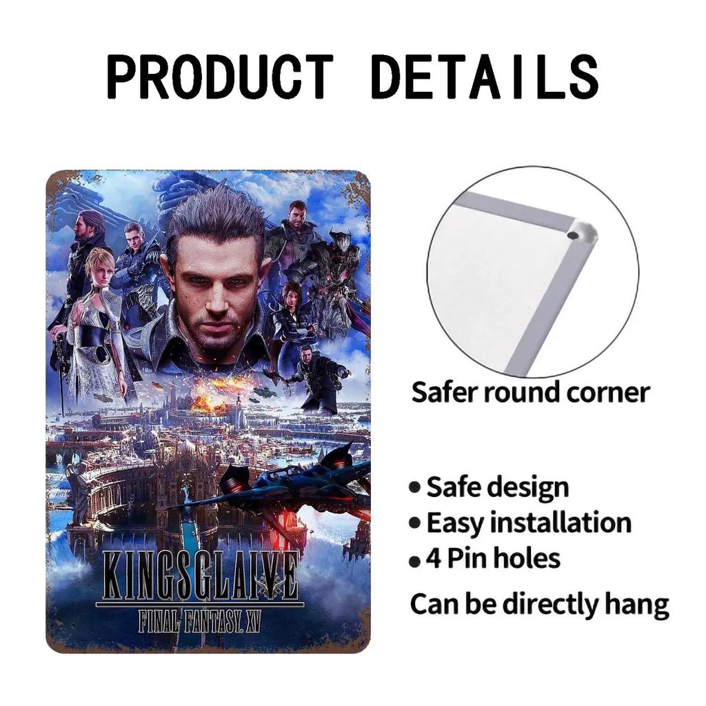 Yoshitaka Amano Final Fantasy VIIs Poster Vintage Blech Metallschild Dekorative Plakette für Pub Bar Man Cave Club Wanddekoration