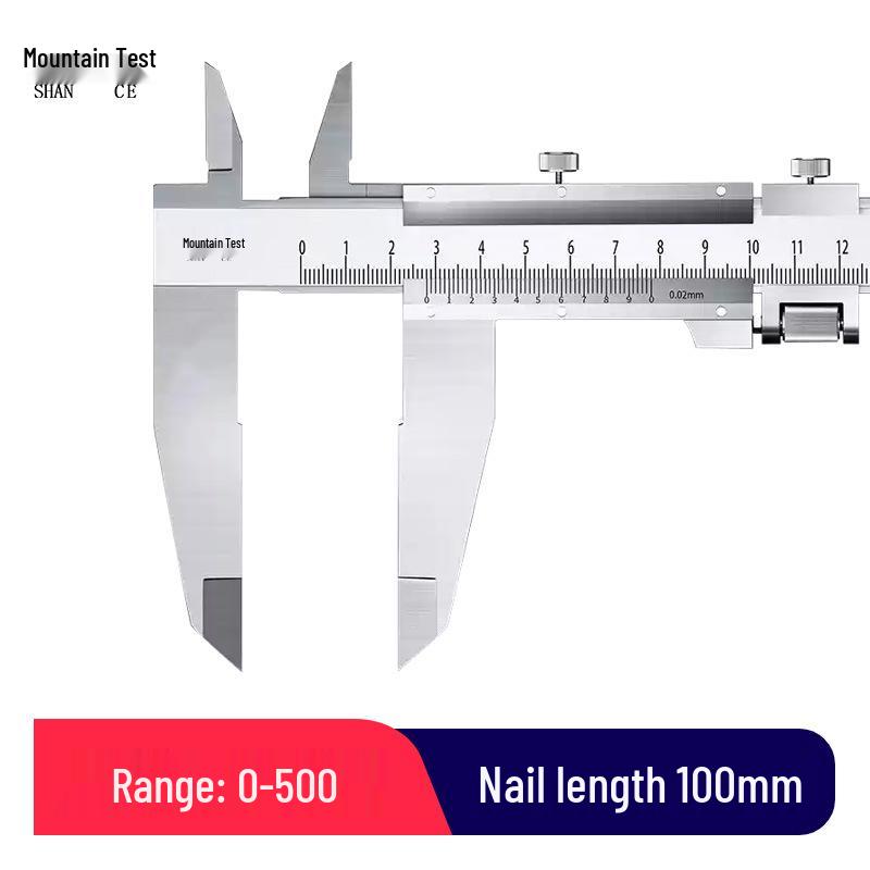 Mountain Measurement High-Precision Vernier Caliper, 300mm Range, Stainless Steel, Extended Double-Edged Jaws