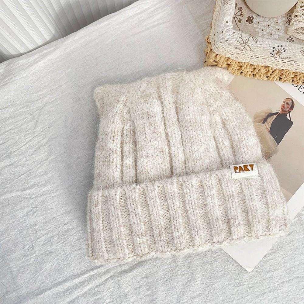 Windproof Cat Ears Hat Y2k Women Beanie Hats Casual Knitted Pullover Hat Outdoor