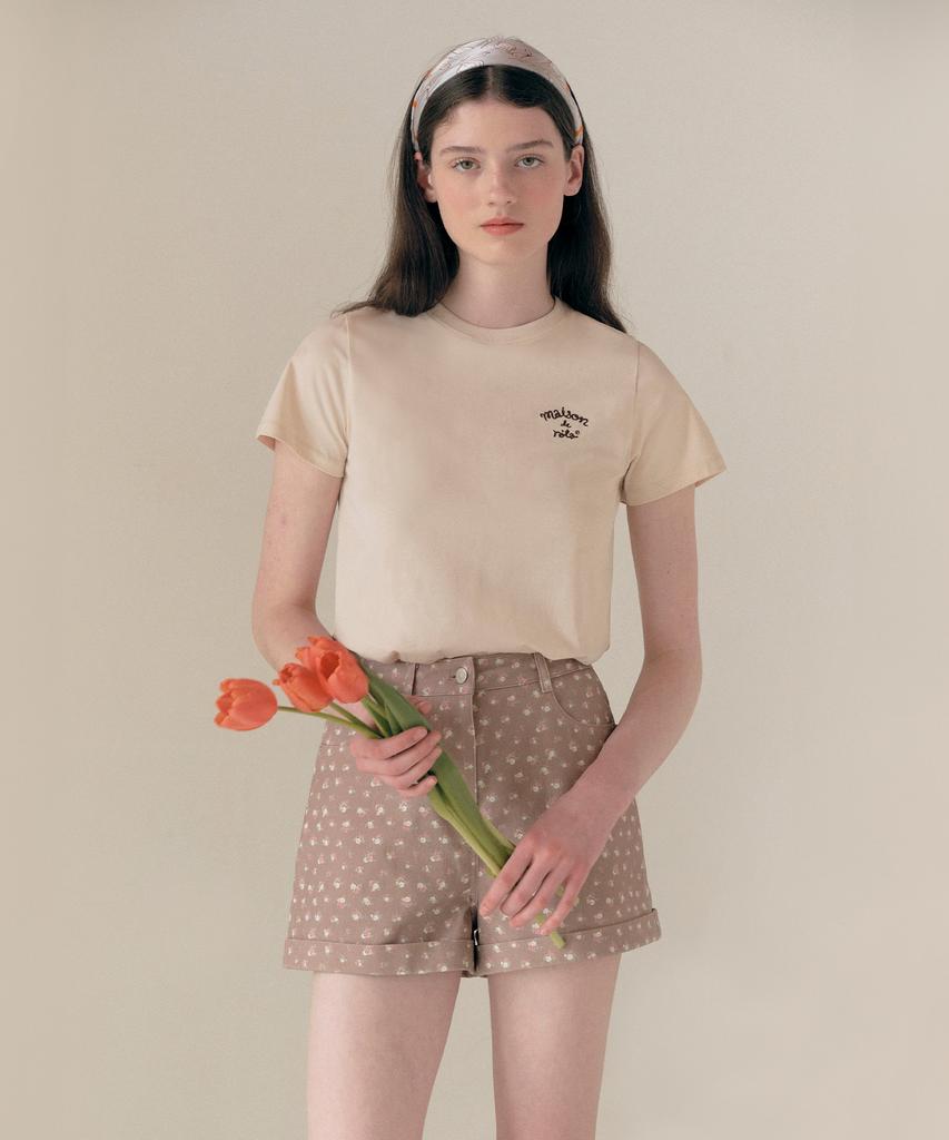 ROLAROLA Flower Half Pants Brown
