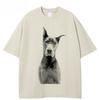 2026 Hot Sale Men T-Shirt Streetwear Casual Beige White Tshirt Animal Graphic Doberman Dog Printed Tops Tees Cotton T Shirt Unisex Dope Short Sleeve