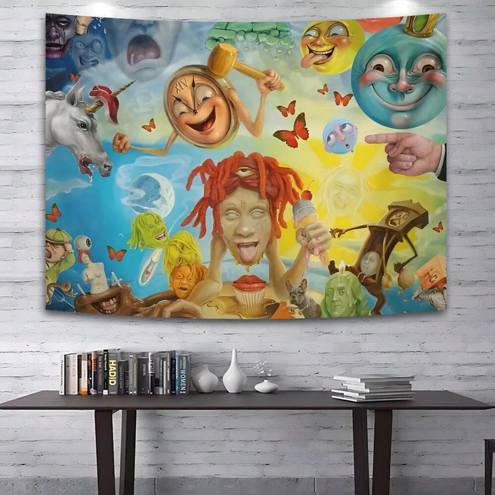 

1 шт. Абстрактный Мультяшный Дизайн Арт Настенный Гобелен Цветной Большой Полиэстеровый Подвесной Декор для Спальни Гостиной Общежития с 74x94cm(29x37in)
