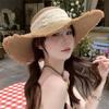 Women Summer Beach Straw Hat Korean Seaside Brim Sunblock Sunshade Holiday  Big Cool Bow Hat