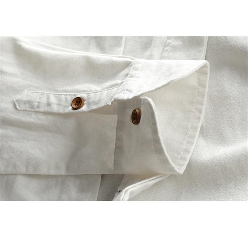 Spring Men's Casual Linen Shirt Retro Chinese Style Thin Stand-up Collar Slim Cotton And Linen Shirt