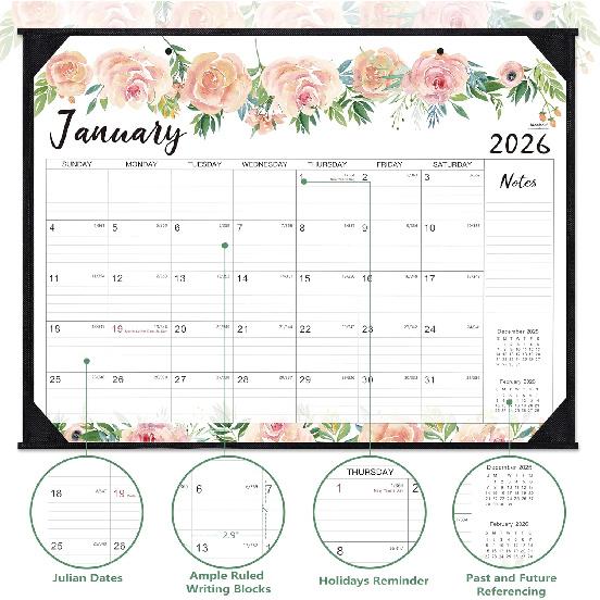 2026 Desk Calendar - Jan 2026 - Dec 2026, 12 Months Large Monthly Desk Calendar, 22" x 17", Desk Pad, Large Ruled Blocks, to-do List & Notes, Best