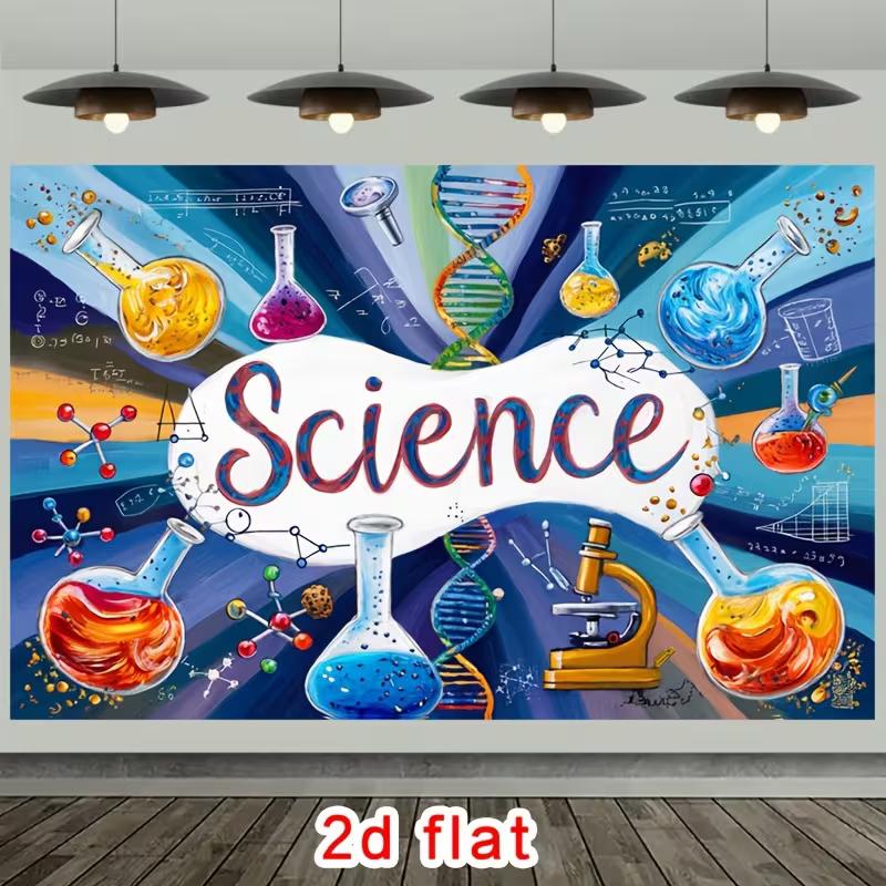 

2D STEM Education Science Classroom Banner with Chemical Symbols 47.2x31.5inch/120*80cm